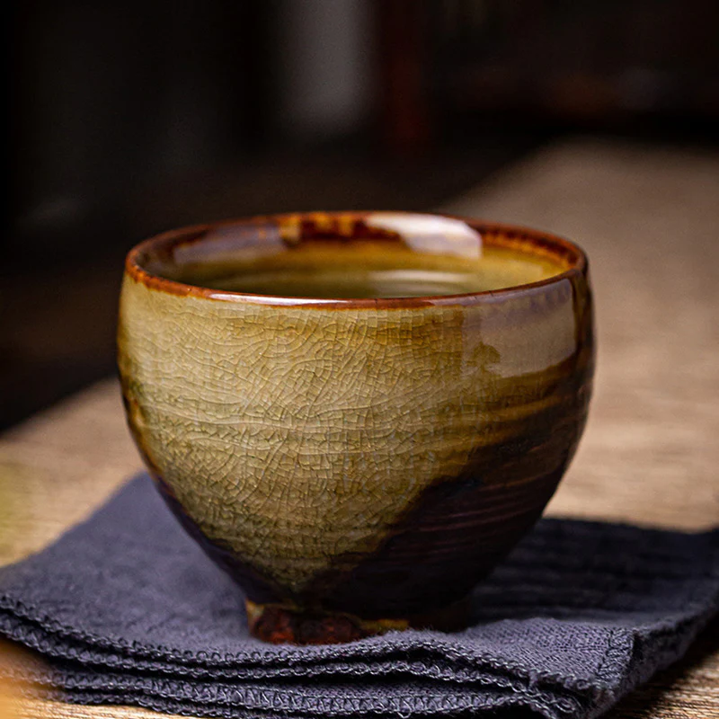 Tazza da tè in ceramica Kung Fu con cambio forno marrone retrò Buddha Stones - Image 3