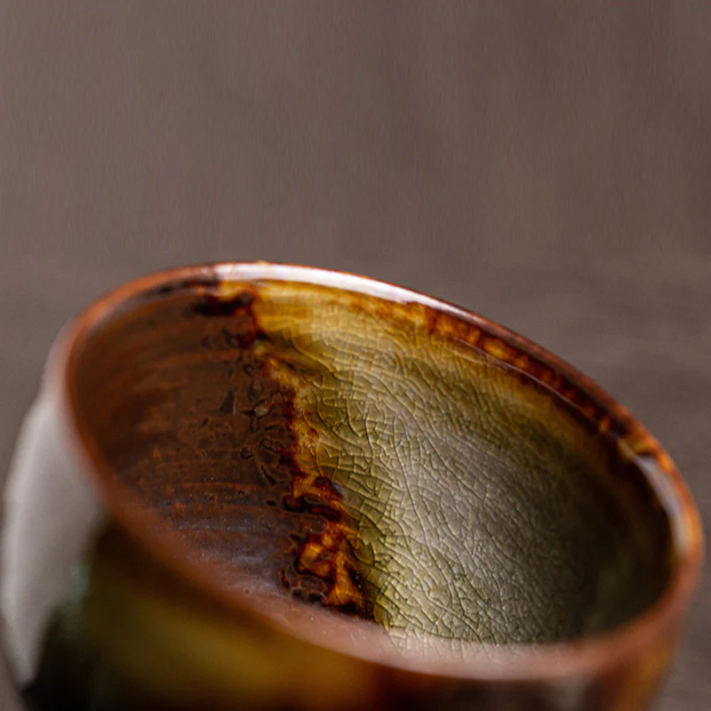 Tazza da tè in ceramica Kung Fu con cambio forno marrone retrò Buddha Stones - Image 7
