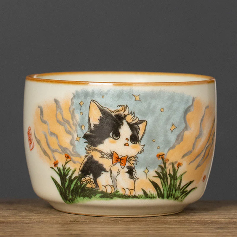 Tazza da tè Kung Fu con fiocco e gatto, motivo: Buddha Stones - Image 10