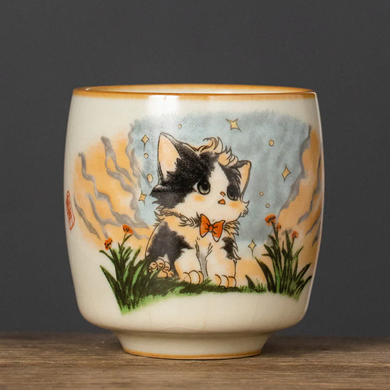 Tazza da tè Kung Fu con fiocco e gatto, motivo: Buddha Stones - Image 11