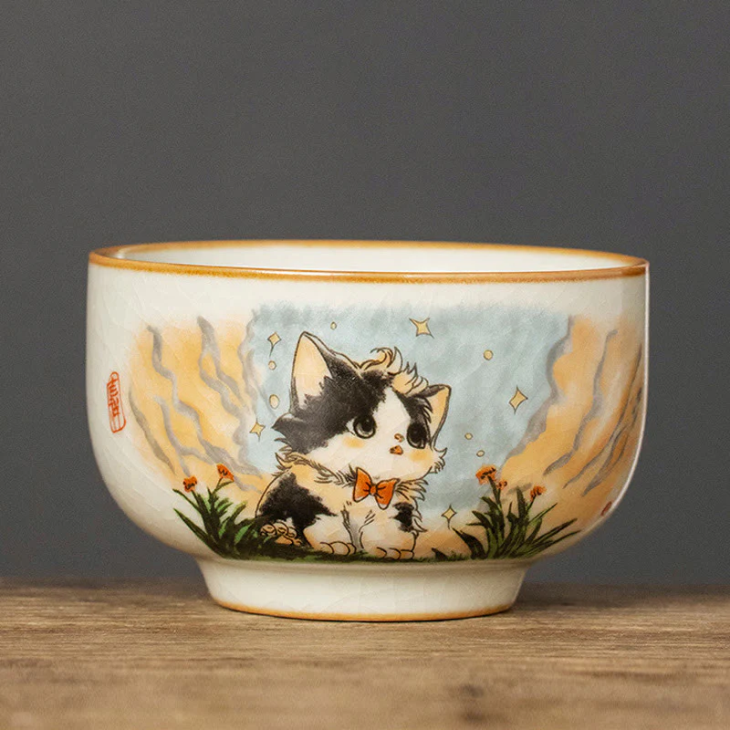 Tazza da tè Kung Fu con fiocco e gatto, motivo: Buddha Stones - Image 13