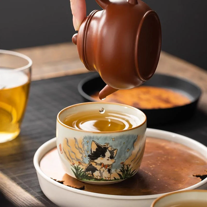 Tazza da tè Kung Fu con fiocco e gatto, motivo: Buddha Stones - Image 8