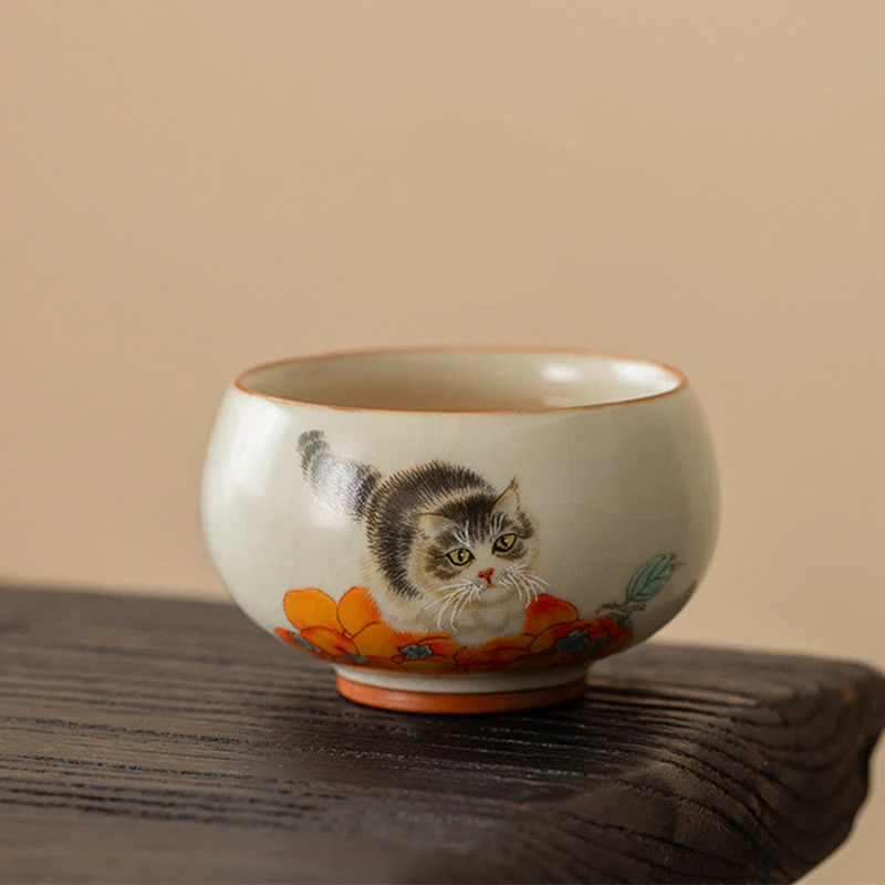 Tazza da tè Kung Fu con gatto cachi e Buddha Stones - Image 2