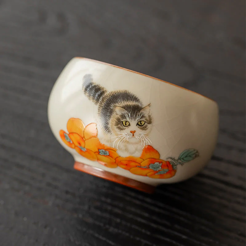 Tazza da tè Kung Fu con gatto cachi e Buddha Stones - Image 3