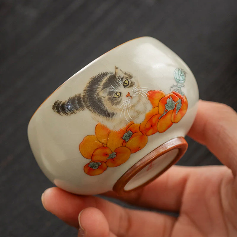Tazza da tè Kung Fu con gatto cachi e Buddha Stones - Image 4
