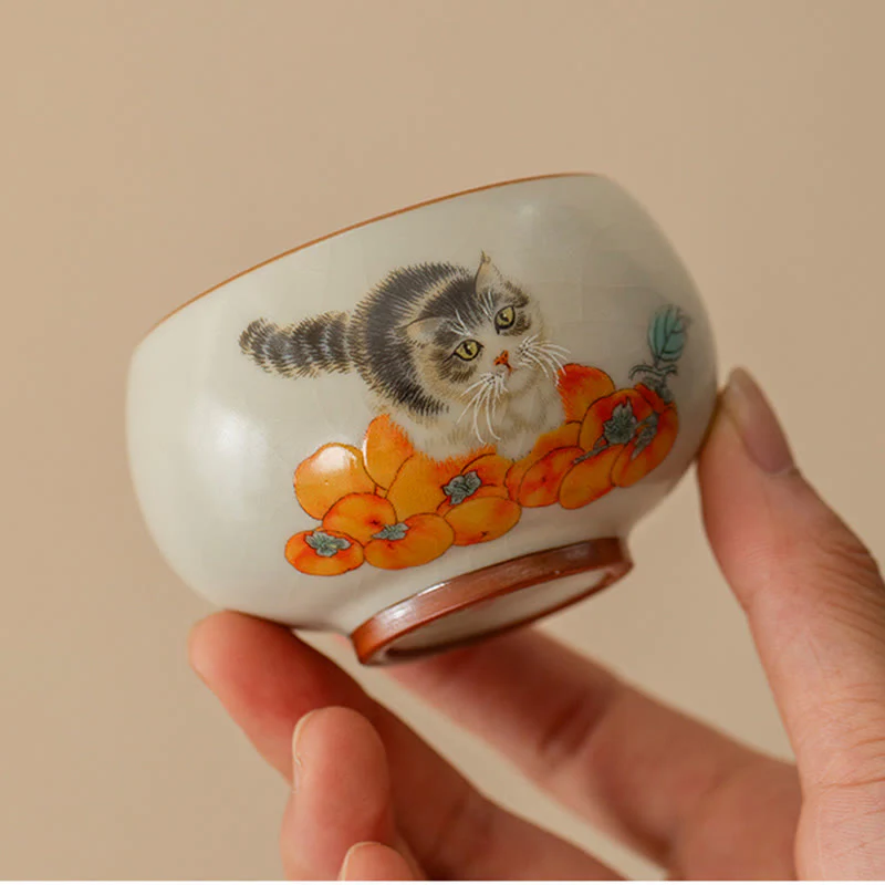 Tazza da tè Kung Fu con gatto cachi e Buddha Stones - Image 5