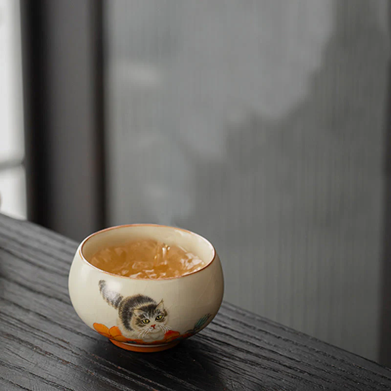 Tazza da tè Kung Fu con gatto cachi e Buddha Stones - Image 6