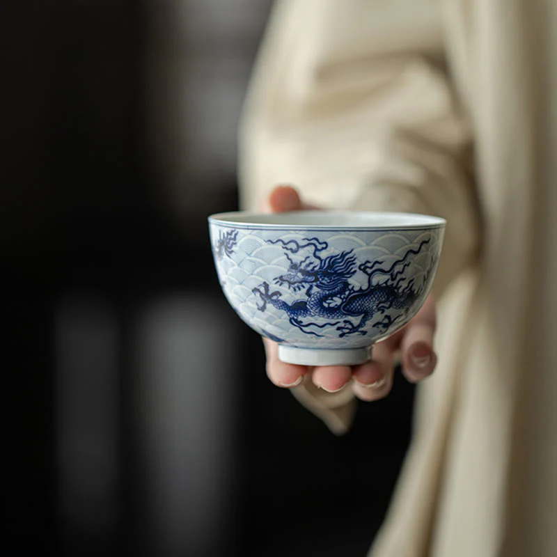 Tazze da tè in ceramica con motivo drago blu Buddha Stones Kung Fu - Image 10