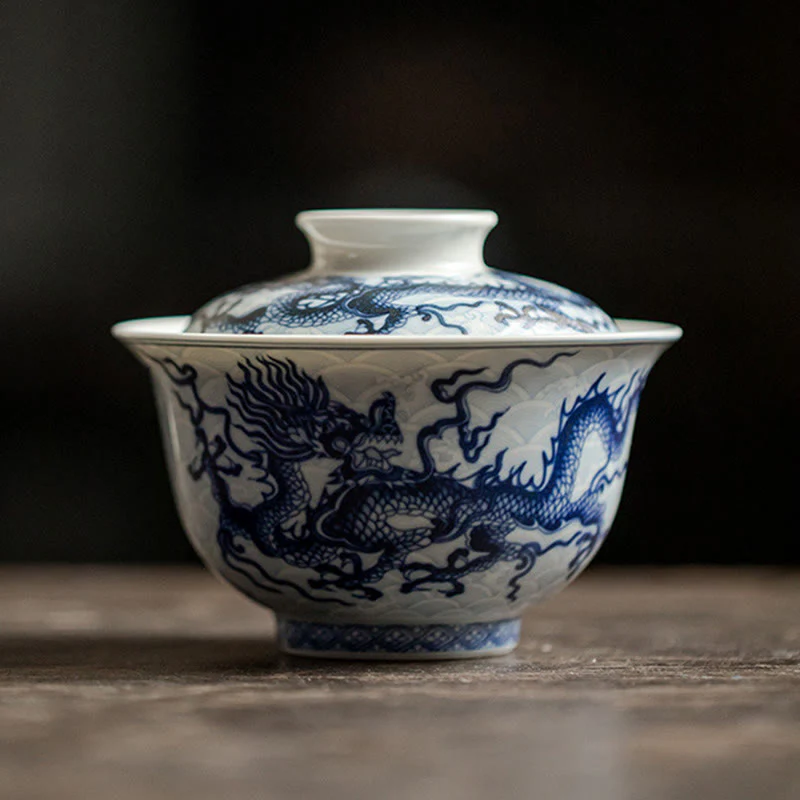Tazze da tè in ceramica con motivo drago blu Buddha Stones Kung Fu - Image 11