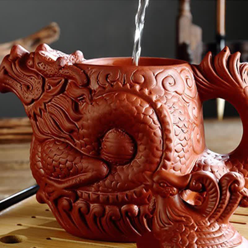 Teiera in ceramica vintage Dragon Phoenix - Image 11