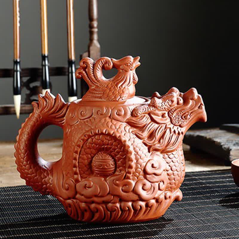 Teiera in ceramica vintage Dragon Phoenix - Image 12
