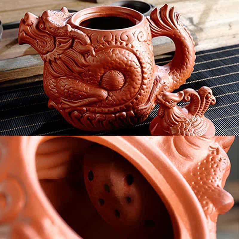 Teiera in ceramica vintage Dragon Phoenix - Image 13
