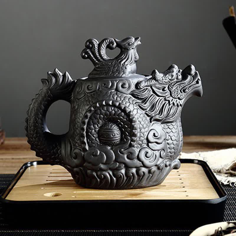 Teiera in ceramica vintage Dragon Phoenix - Image 5