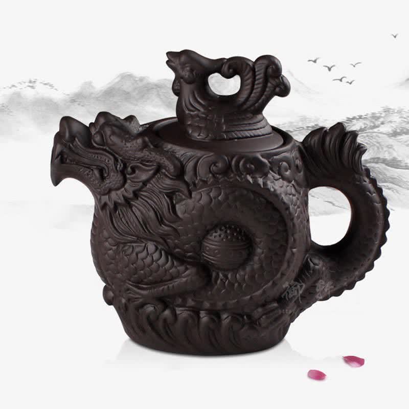 Teiera in ceramica vintage Dragon Phoenix - Image 6