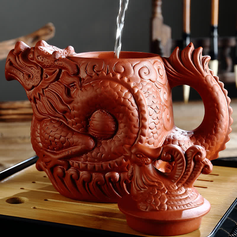 Teiera in ceramica vintage Dragon Phoenix - Image 8
