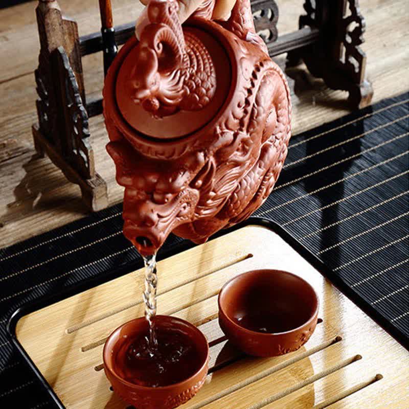 Teiera in ceramica vintage Dragon Phoenix - Image 9