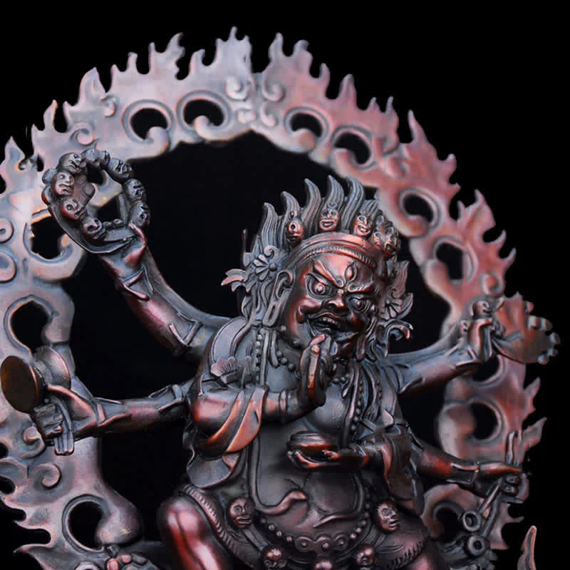 Tibet Mahakala Bodhisattva Figurina Compassione Statua in Rame Decorazione - Image 11