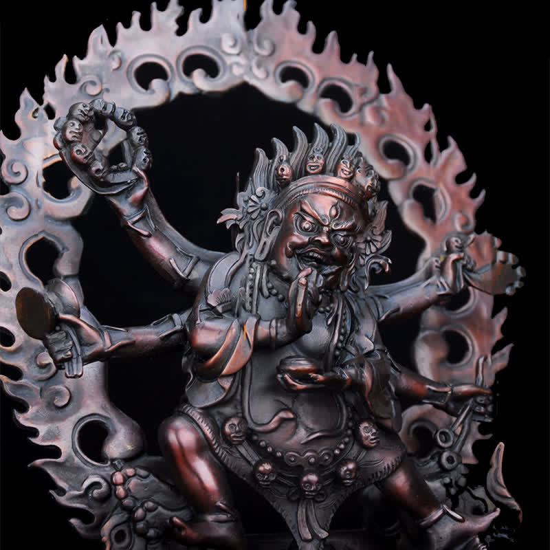 Tibet Mahakala Bodhisattva Figurina Compassione Statua in Rame Decorazione - Image 12