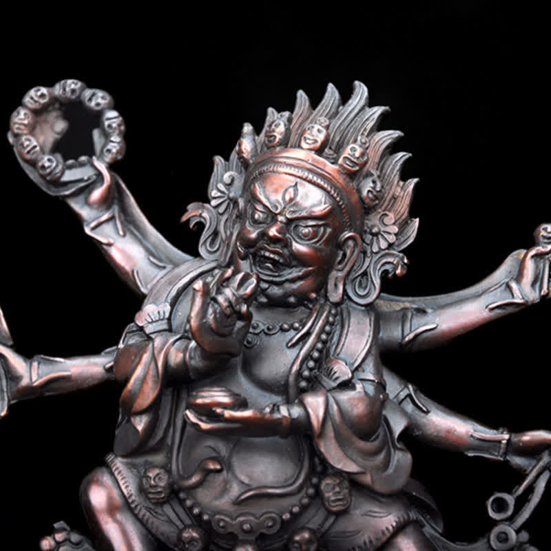Tibet Mahakala Bodhisattva Figurina Compassione Statua in Rame Decorazione - Image 13