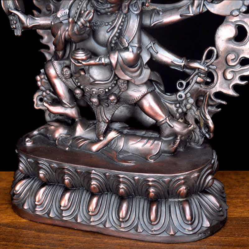 Tibet Mahakala Bodhisattva Figurina Compassione Statua in Rame Decorazione - Image 14