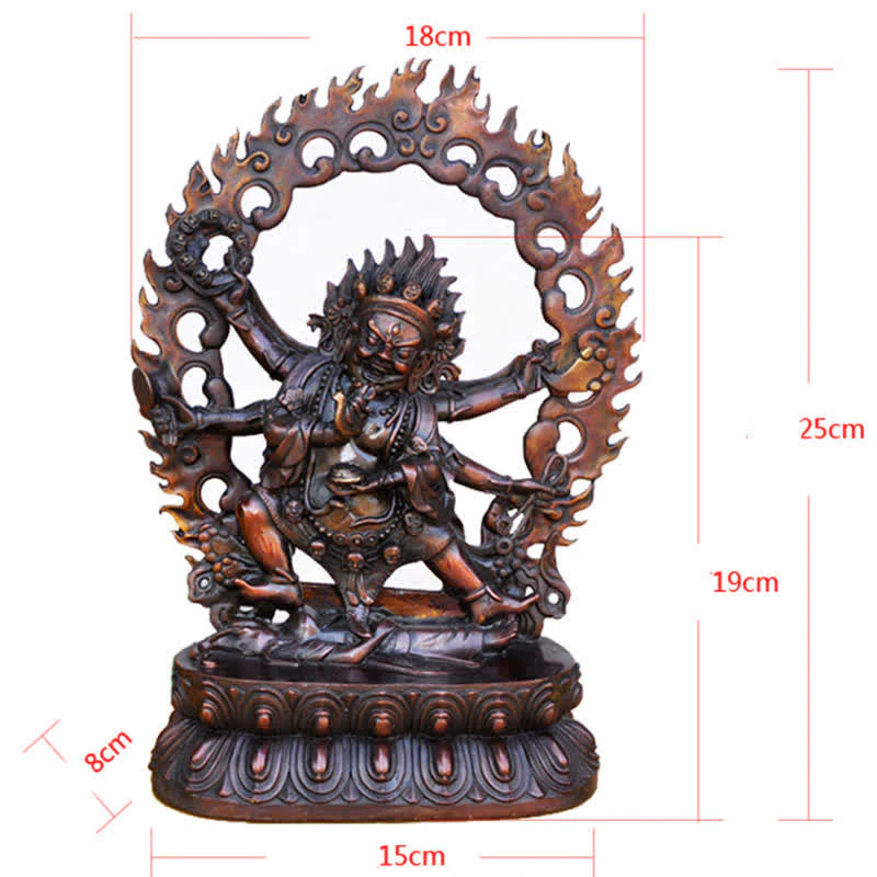 Tibet Mahakala Bodhisattva Figurina Compassione Statua in Rame Decorazione - Image 16