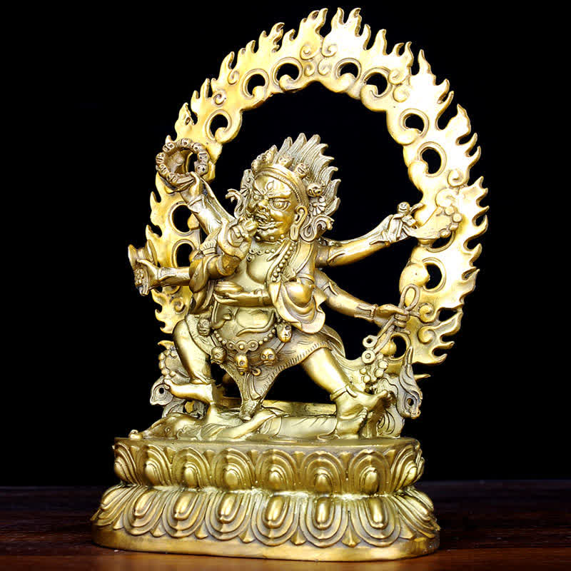 Tibet Mahakala Bodhisattva Figurina Compassione Statua in Rame Decorazione - Image 2