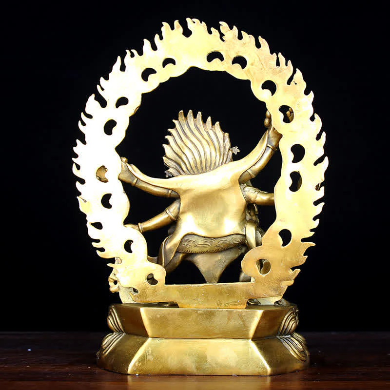 Tibet Mahakala Bodhisattva Figurina Compassione Statua in Rame Decorazione - Image 3