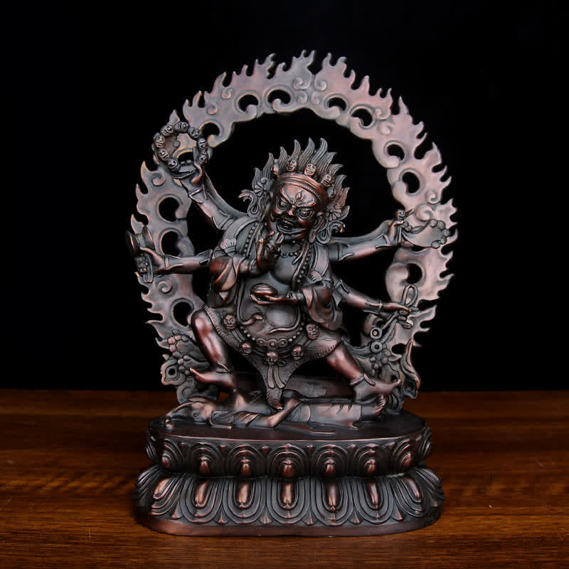 Tibet Mahakala Bodhisattva Figurina Compassione Statua in Rame Decorazione - Image 4