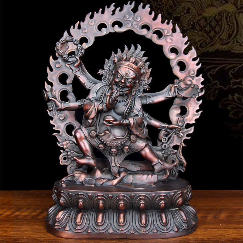 Tibet Mahakala Bodhisattva Figurina Compassione Statua in Rame Decorazione - Image 5
