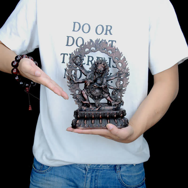 Tibet Mahakala Bodhisattva Figurina Compassione Statua in Rame Decorazione - Image 6