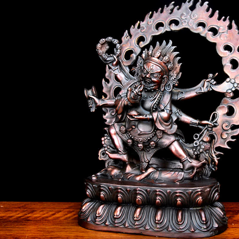 Tibet Mahakala Bodhisattva Figurina Compassione Statua in Rame Decorazione - Image 8
