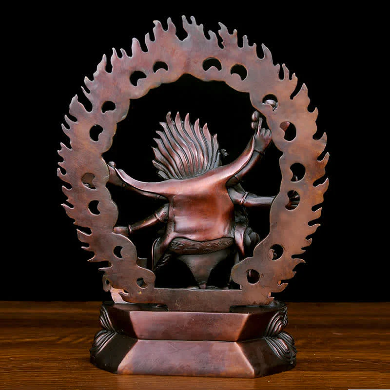 Tibet Mahakala Bodhisattva Figurina Compassione Statua in Rame Decorazione - Image 9