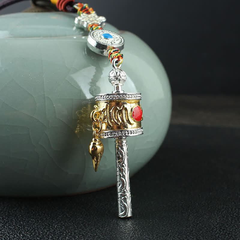 Tibet Om Mani Padme Hum Ruota di preghiera Pace Borsa girevole Decorazione da appendere all'auto - Image 8