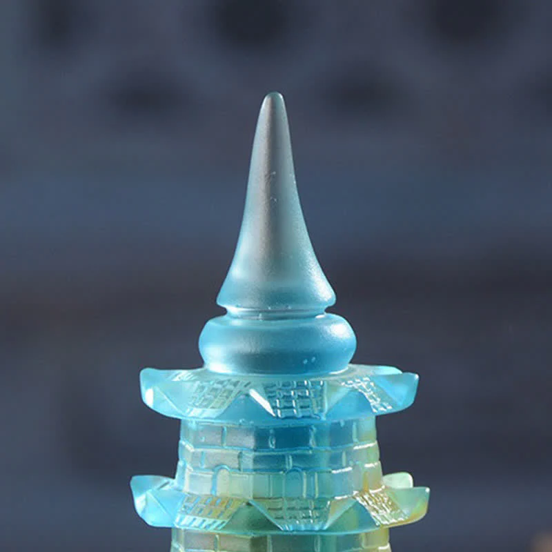 Torre di Wenchang Feng Shui fatta a mano in cristallo Liuli Pagoda Pezzo d'arte Fortuna Decorazione per ufficio in casa - Image 10
