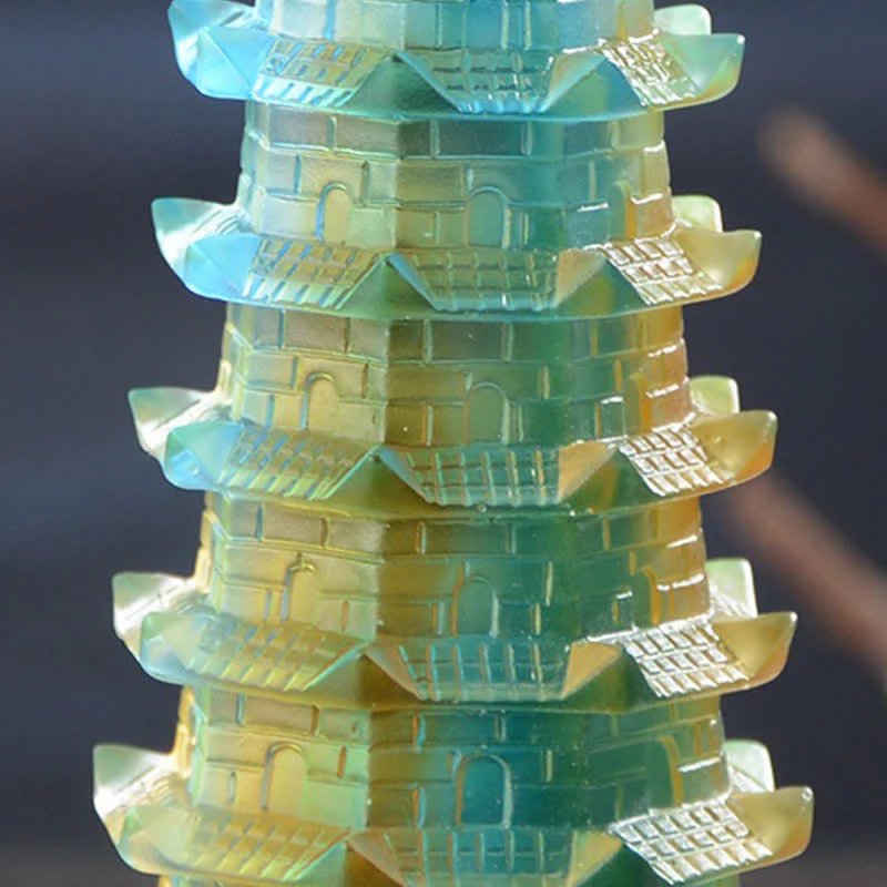 Torre di Wenchang Feng Shui fatta a mano in cristallo Liuli Pagoda Pezzo d'arte Fortuna Decorazione per ufficio in casa - Image 11