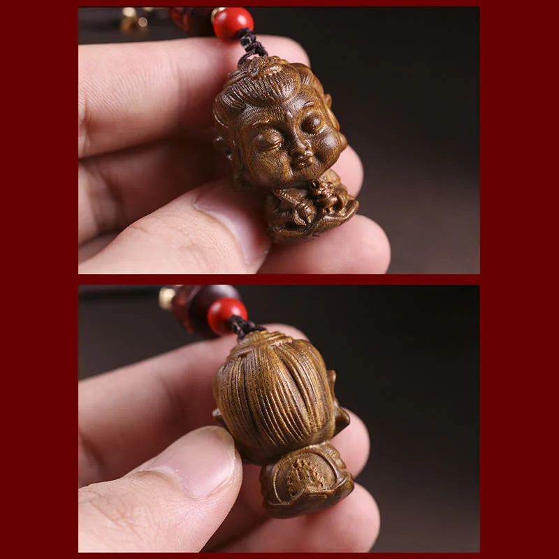 Zodiaco cinese Buddha natale Sandalo verde Om Mani Padme Hum Portachiavi della pace - Image 12