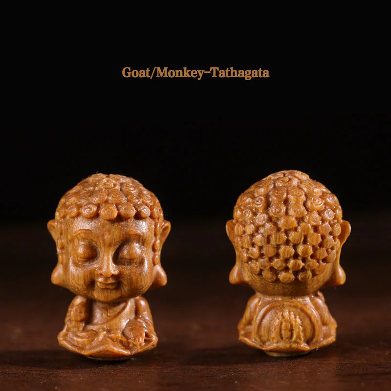 Zodiaco cinese Natale Buddha Sandalo verde Loto Inciso Decorazione positiva per la casa - Image 10