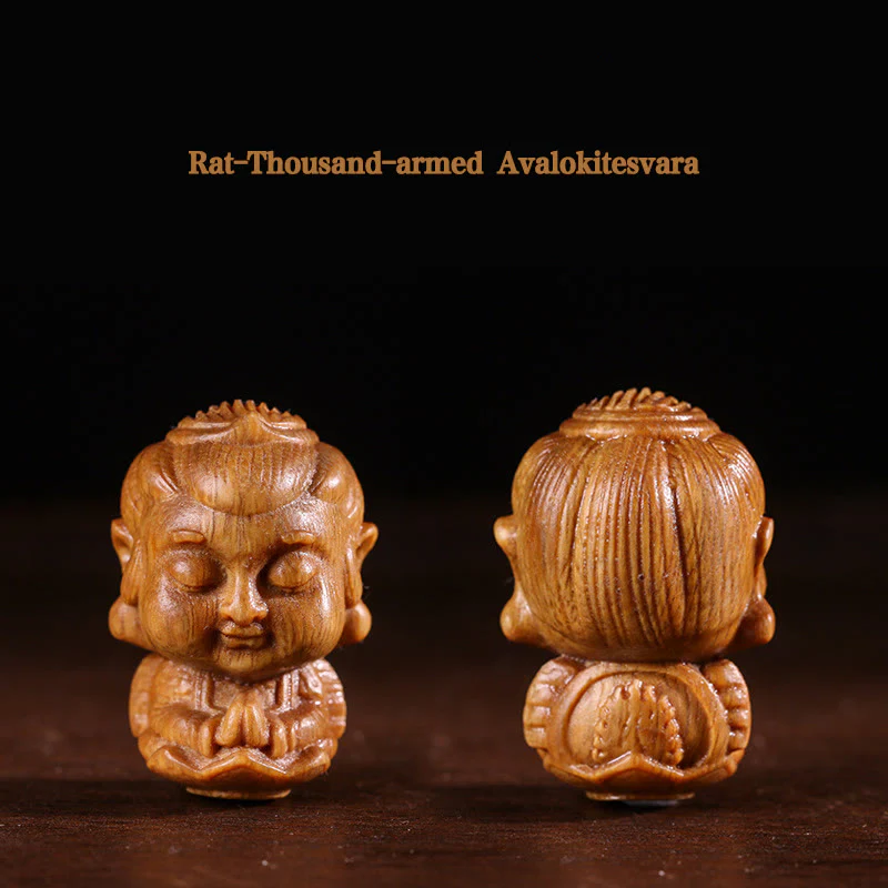 Zodiaco cinese Natale Buddha Sandalo verde Loto Inciso Decorazione positiva per la casa - Image 3